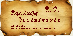 Malinka Velimirović vizit kartica